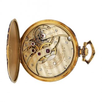 Very fine Swiss 18K gold and enamel keyless watch Circa 1920