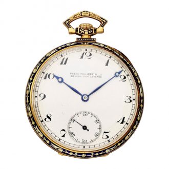 Very fine Swiss 18K gold and enamel keyless watch Circa 1920