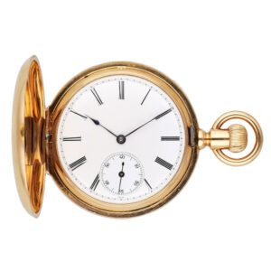 Swiss 18K gold hunting cased keyless pocket watch Circa 1889