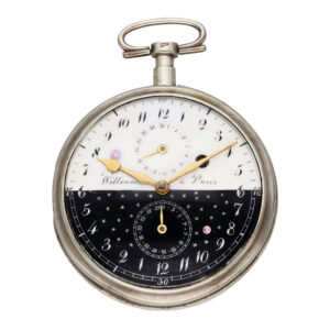 French silver verge with date and moon phases Circa 1810