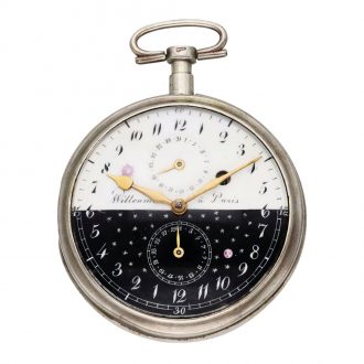 French silver verge with date and moon phases Circa 1810