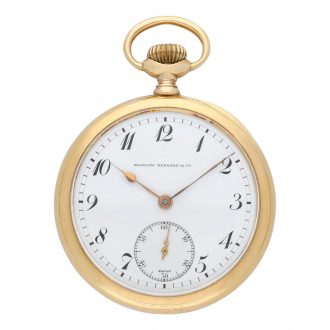 Swiss 18 carat gold open faced keyless lever watch Circa 1930