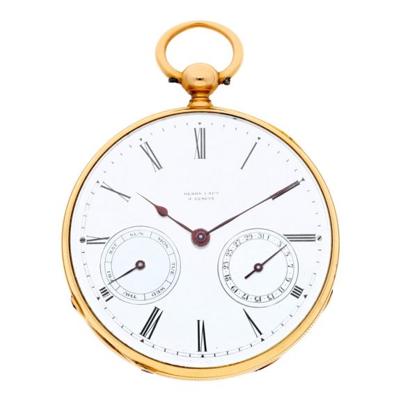 Swiss gold chronometer watch with day and date Circa 1860