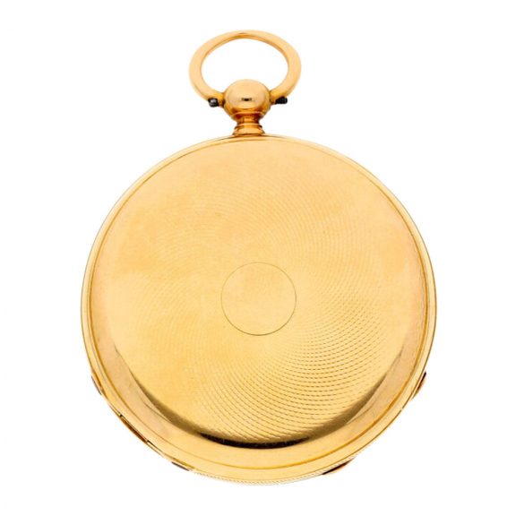 Swiss gold chronometer watch with day and date Circa 1860 Swiss gold chronometer watch with day and date Circa 1860