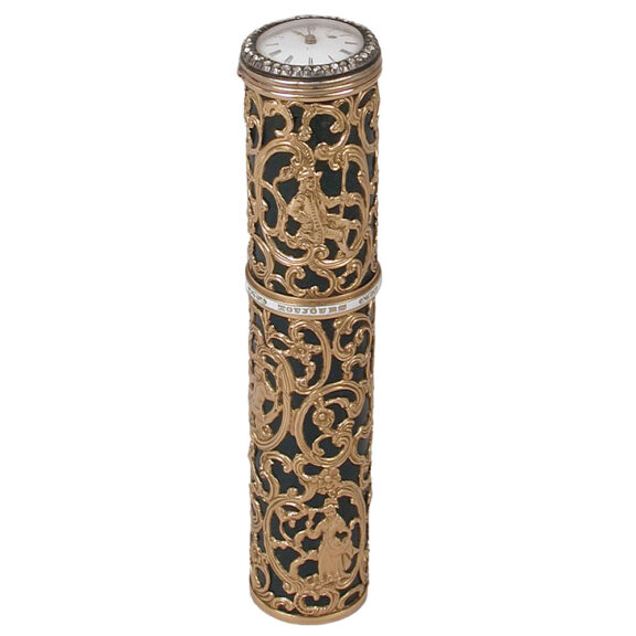 French watch in gold and bloodstone tube form case Circa 1750