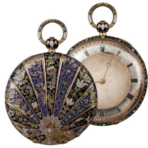 French gold enamel watch with matching chain and key Circa 1835