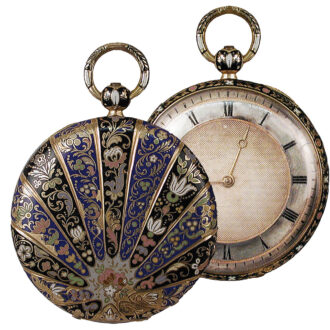 French gold enamel watch with matching chain and key Circa 1835