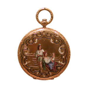 Swiss gold and enamel cylinder pocket watch Circa 1830