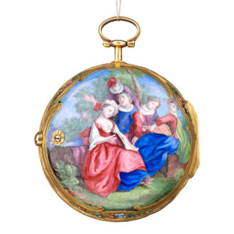 Gold French/Swiss verge watch with pastoral scene Circa 1758-65 Gold French/Swiss verge watch with pastoral scene Circa 1758-65