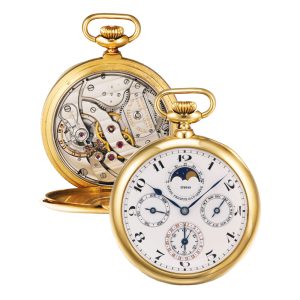 Swiss gold perpetual calendar watch with moon-phase Circa 1918