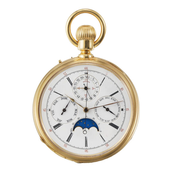 Swiss gold perpetual calendar keyless pocket watch Circa 1850
