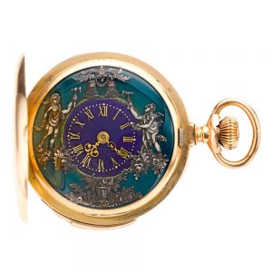Swiss gold decorative watch with guilloché dial Circa 1890