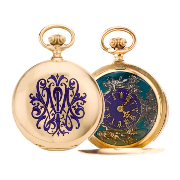 Swiss gold decorative watch with guilloché dial Circa 1890 Swiss gold decorative watch with guilloché dial Circa 1890