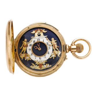 Swiss gold repeating automaton watch with erotic scene 1890