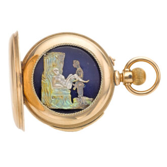 Swiss gold repeating automaton watch with erotic scene 1890