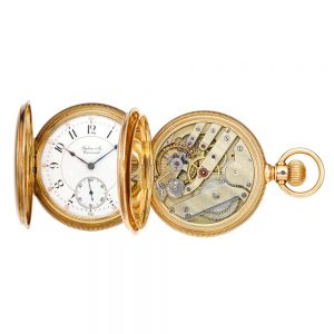 American 18 carat gold hunting cased lever watch Circa 1895