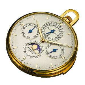 Swiss gold perpetual calendar, moon-phase watch Circa 1951