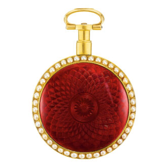 English gold watch with red translucent enamel Circa 1800