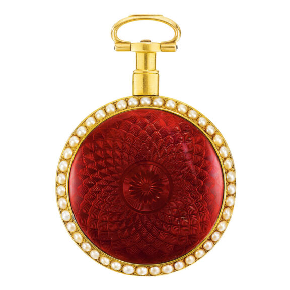English gold watch with red translucent enamel Circa 1800