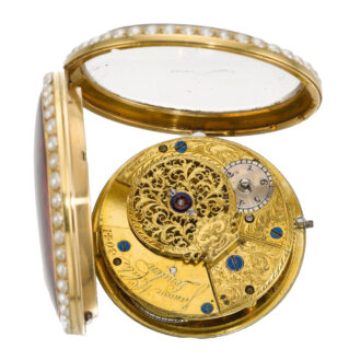 English gold watch with red translucent enamel Circa 1800