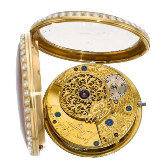 English gold watch with red translucent enamel Circa 1800 English gold watch with red translucent enamel Circa 1800