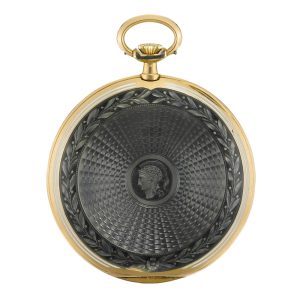 Swiss gold and enamel open faced keyless watch circa 1915