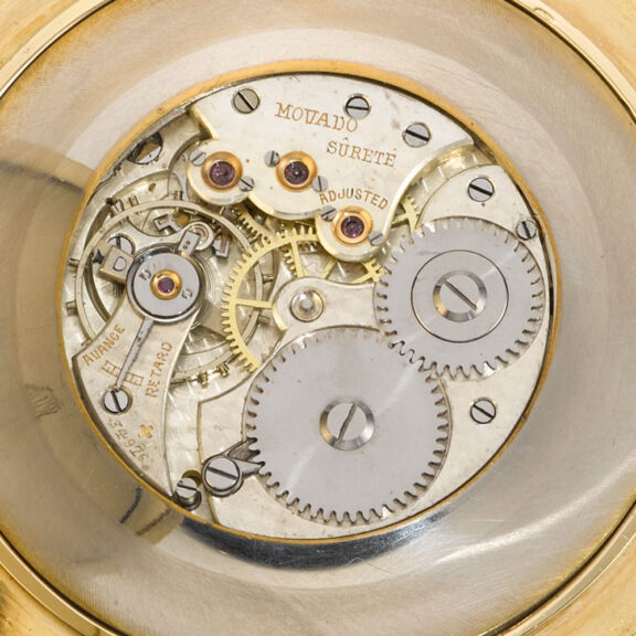 Swiss gold and enamel open faced keyless watch circa 1915 Swiss gold and enamel open faced keyless watch circa 1915
