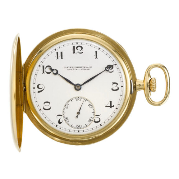 Swiss 18k yellow gold hunting cased keyless watch Circa 1927