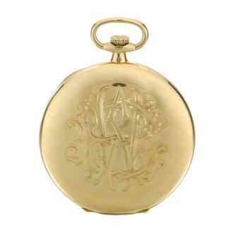 Swiss 18k yellow gold hunting cased keyless watch Circa 1927