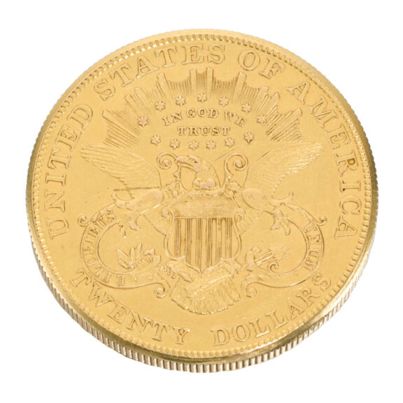 Swiss 18 carat gold US twenty dollar coin watch Circa 1938 Swiss 18 carat gold US twenty dollar coin watch Circa 1938