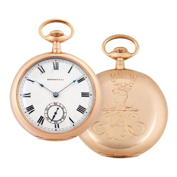 Swiss pink gold open faced keyless pocket watch Circa 1900
