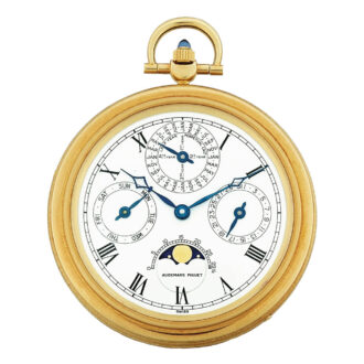 Swiss gold open faced watch with moon-phases Circa 1981