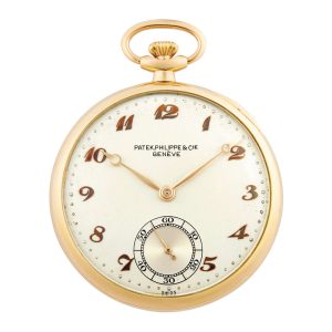 Swiss 18K yellow gold keyless pocket watch circa 1943