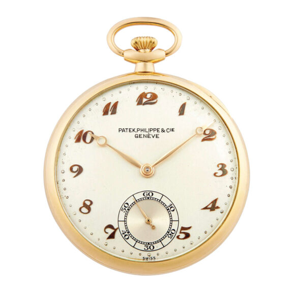 Swiss 18K yellow gold keyless pocket watch circa 1943