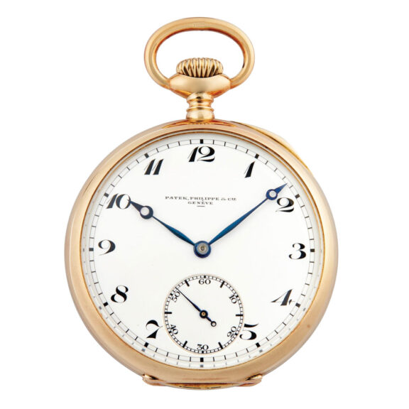 Swiss 18K yellow gold open faced pocket watch circa 1920