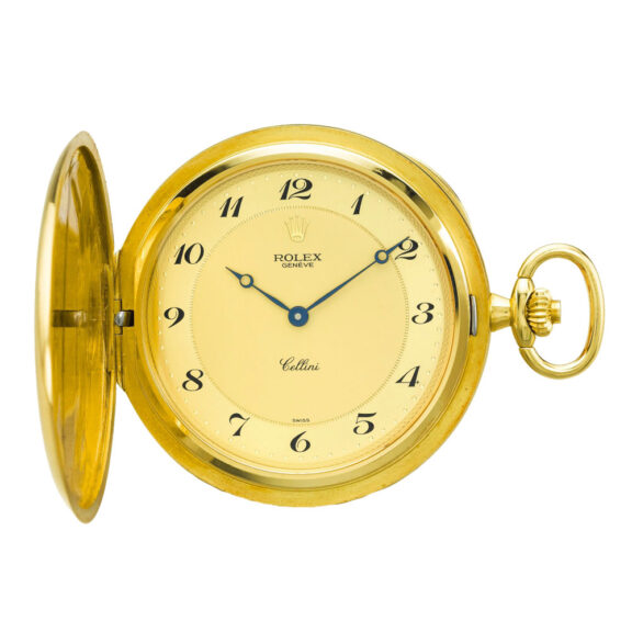 Swiss 18k gold lever hunting cased pocket watch Circa 1990