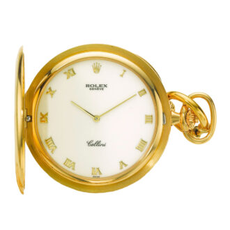 Swiss 18k yellow gold lever watch with Rolex chain Circa 1995