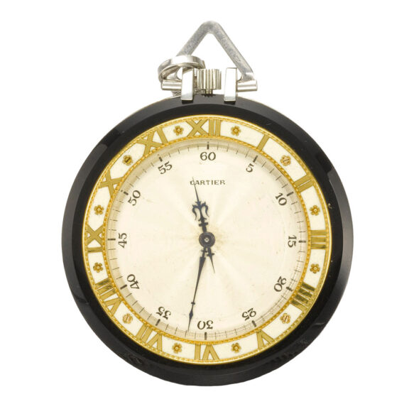 French platinum, Onyx enamel open faced watch Circa 1920
