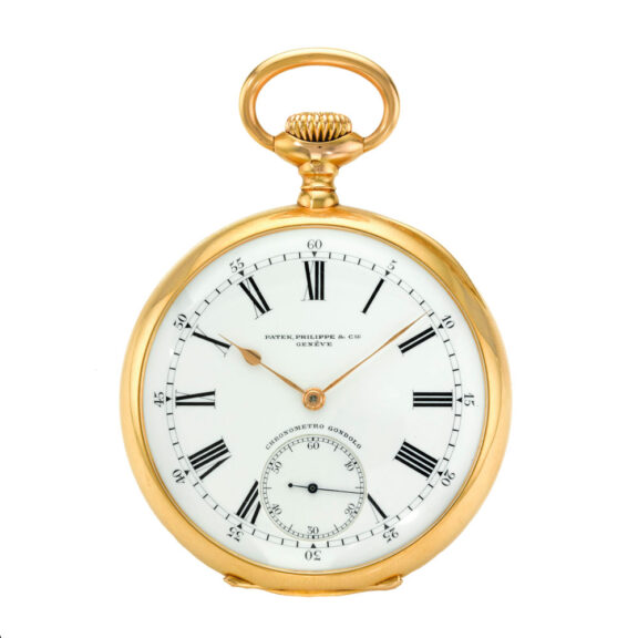 Swiss 18K pink gold open faced pocket watch circa 1911