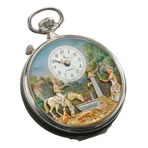 Swiss musical lever with erotic automaton and alarm Circa 1985 Swiss musical lever with erotic automaton and alarm Circa 1985