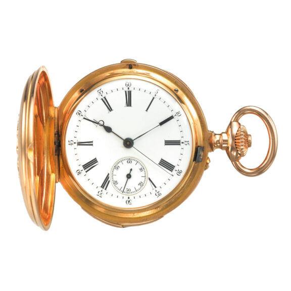 Swiss gold five minute repeating pocket watch Circa 1890 Swiss gold five minute repeating pocket watch Circa 1890