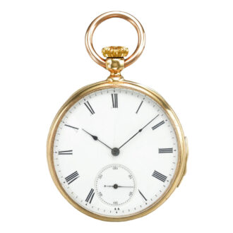 Swiss 18k gold open faced quarter repeating watch Circa 1869