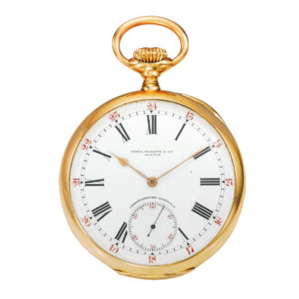 Swiss 18k pink gold open faced pocket watch Circa 1914