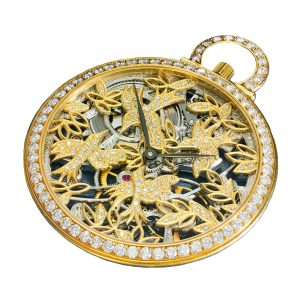 Very rare Swiss gold skeletonized with diamonds Circa 1984