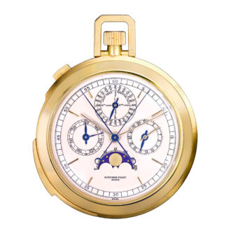 Swiss 18k gold open faced complicated watch Circa 1968
