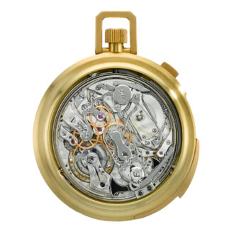 Swiss 18k gold open faced complicated watch Circa 1968