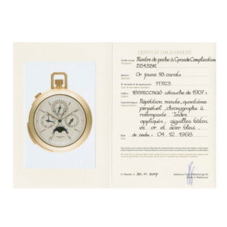 Swiss 18k gold open faced complicated watch Circa 1968