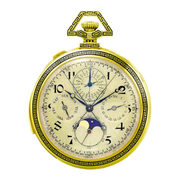 Swiss green gold open faced complicated watch Circa 1912