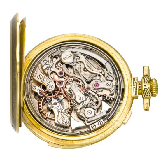 Swiss green gold open faced complicated watch Circa 1912 Swiss green gold open faced complicated watch Circa 1912