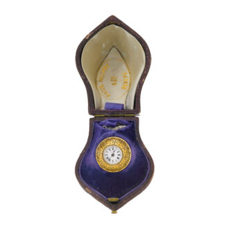 Swiss gold enamel ball watch studded with diamonds Circa 1866